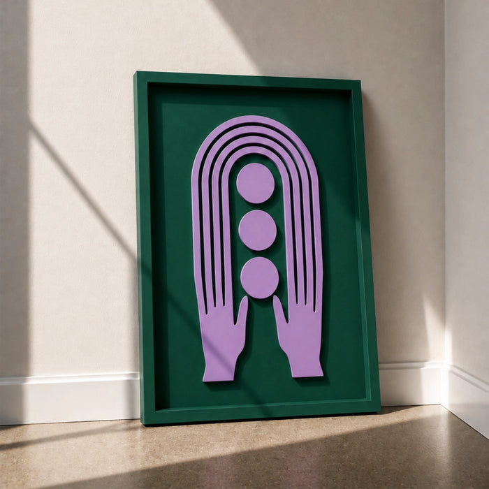 Solis Wooden Wall Art | Forest Green and Lilac