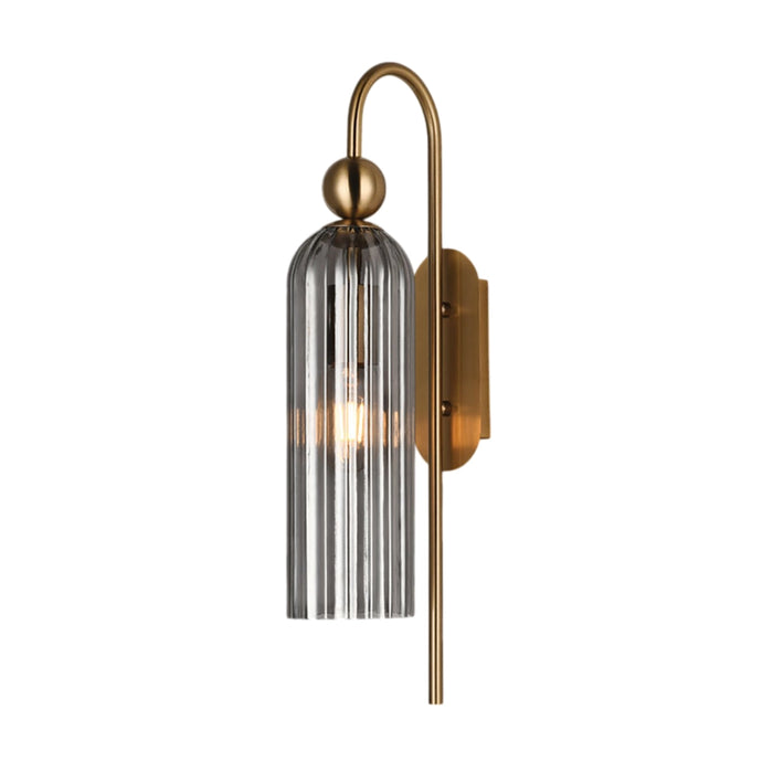 Belle Brass and Ribbeb Glass Wall Light – Clear | Smoke