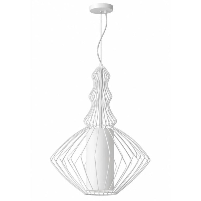 Wide Wire Metal Pendant – White