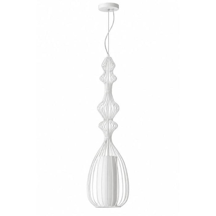 Tall Wire Pendant Light – White