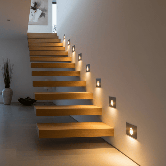 elevenpast step light Machina Square LED Step Light - White | Brushed Silver