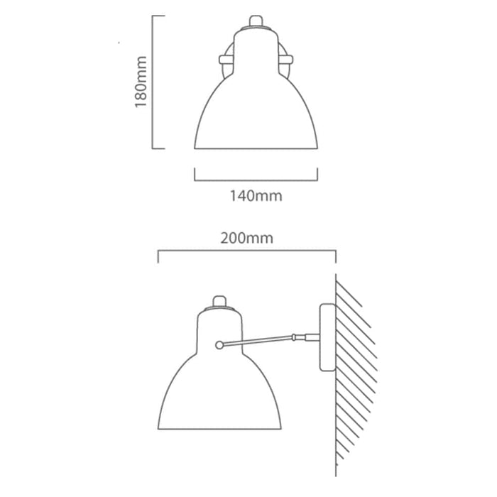 elevenpast Wall Light Siena Metal and Glass Wall Light Black | White | Chrome