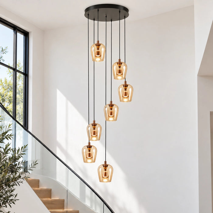 Auric 7 Light Clear Glass Pendant Cluster
