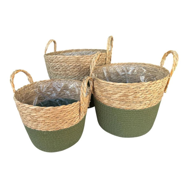 Olive Meadow Round Woven Storage Basket Set of 3