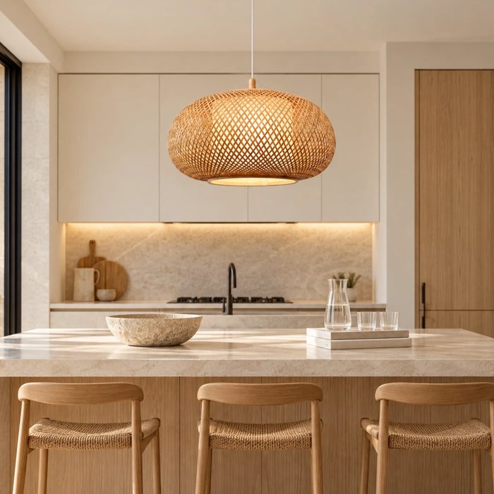 Bamboo Pendant with Inner Shade – Natural