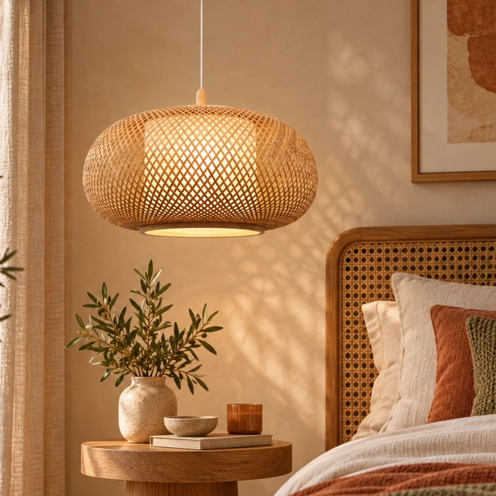 Bamboo Pendant with Inner Shade – Natural