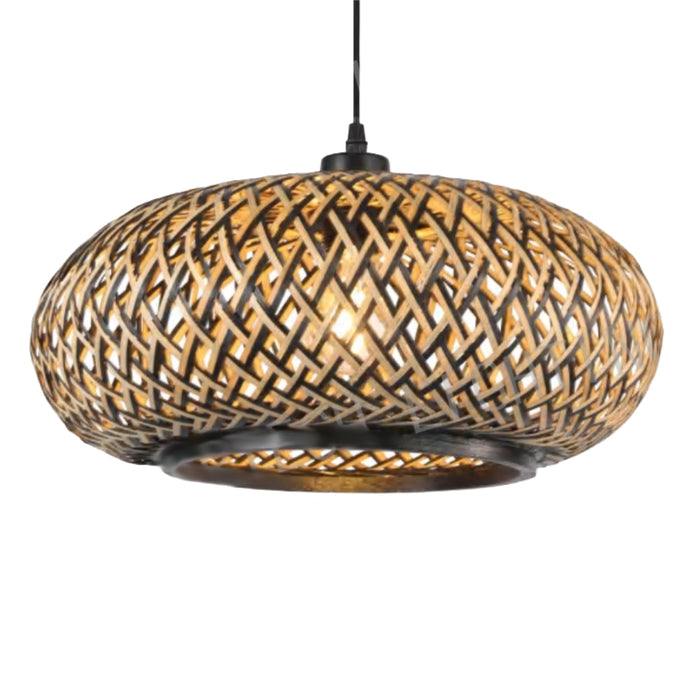 Large Black and Natural Bamboo Pendant
