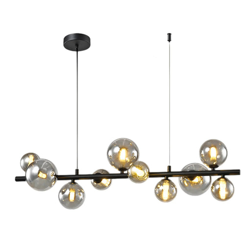 elevenpast pendant light Black Modern Bubble Glass Linear Chandelier – 10 Light Horizontal Pendant A-KLCH-4184/BL