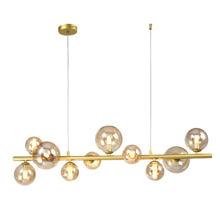 elevenpast pendant light Gold Modern Bubble Glass Linear Chandelier – 10 Light Horizontal Pendant A-KLCH-4184/GD