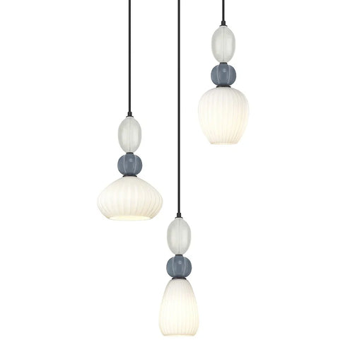 elevenpast Pendant Croft Trio Cluster Ceramic Opal Glass Pendant Light A-KLCH-9570-3