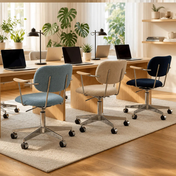 elevenpast Office Chair Task Office Chair in Bouclé Fabric - Mint Blue | Beige | Oxford Blue