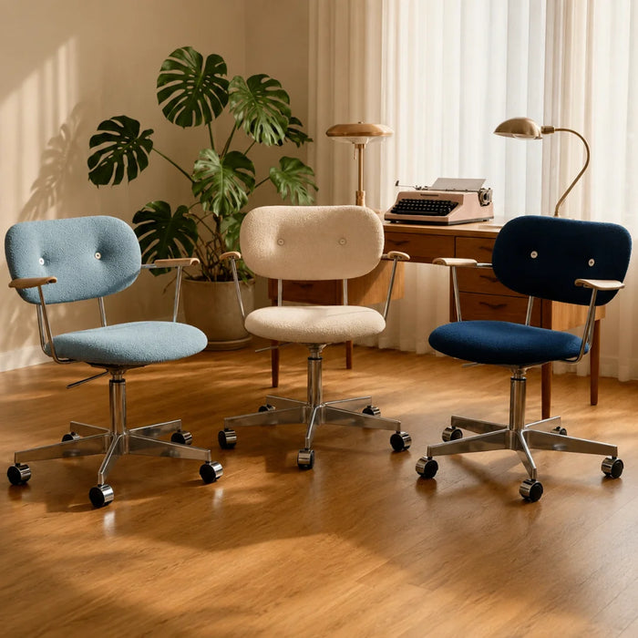 elevenpast Office Chair Task Office Chair in Bouclé Fabric - Mint Blue | Beige | Oxford Blue