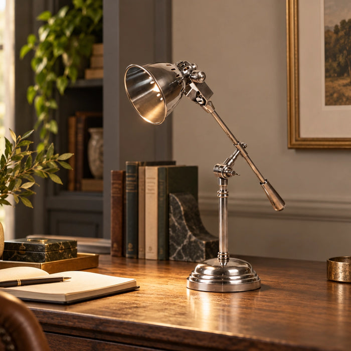 Newcastle Desk Lamp – Antique Silver or Antique Brass