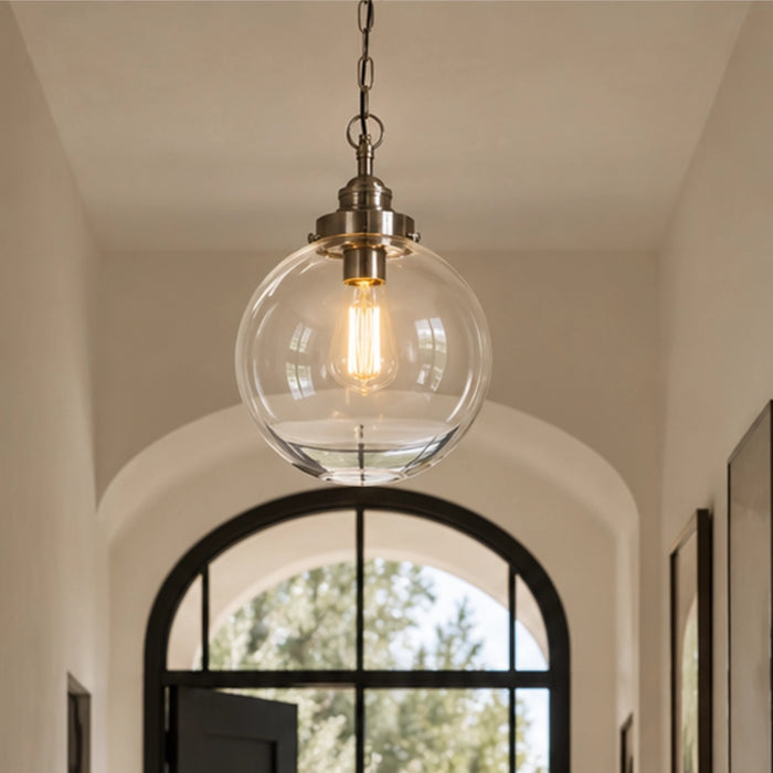 Celeste Glass Ball Hanging Lamp – Antique Brass | Antique Silver