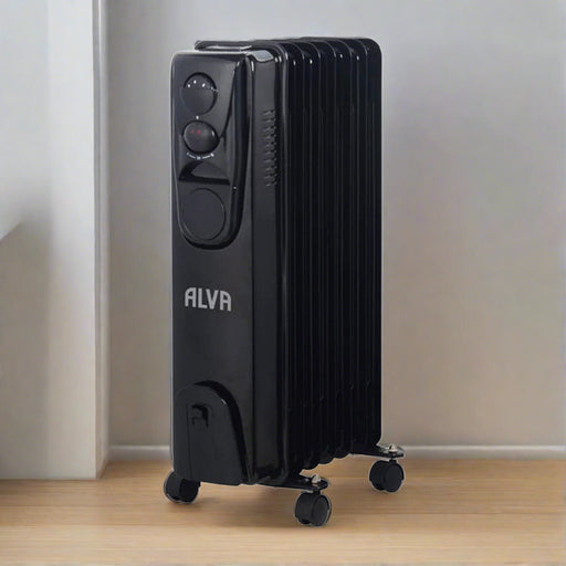 ALVA Heater ALVA 7 Fins 1500W Oil Filled Heater | Glossy Black AOH201-7