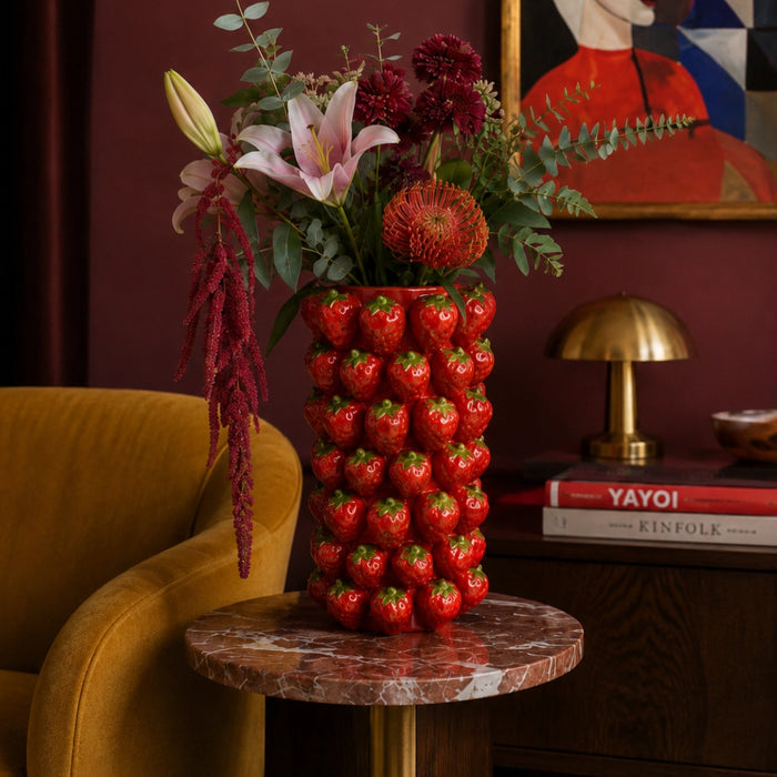 Ceramic Red Vase – Strawberries 33cm
