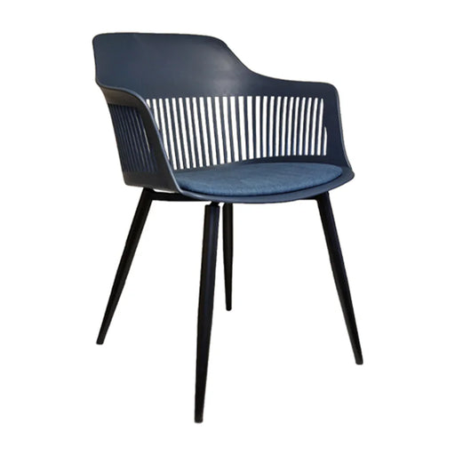 elevenpast Chairs Blue Lyric Fabric Tub Chair - Black Metal Legs ART005BLKDBLUE