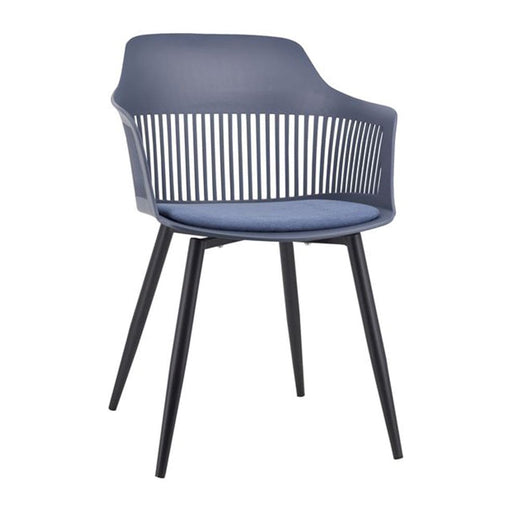 elevenpast Chairs Blue Lyric Fabric Tub Chair - Black Metal Legs ART005BLKDBLUE