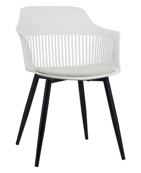 elevenpast Chairs White Lyric Fabric Tub Chair - Black Metal Legs ART005BLKWHITE