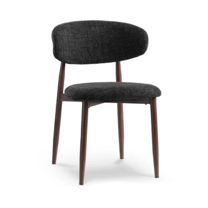 elevenpast Chairs Charcoal Lucien Dining Chair - Upholstered with Metal Wallnut Legs ART076CHARCOAL
