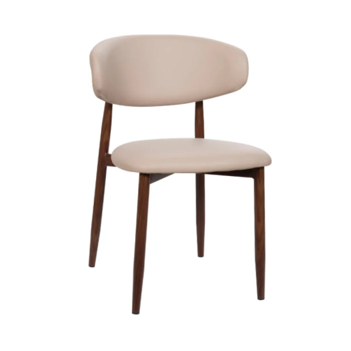 elevenpast Chairs Cream PU Leather Lucien Dining Chair - Fabric with Metal Wallnut Legs ART076CREAMPU