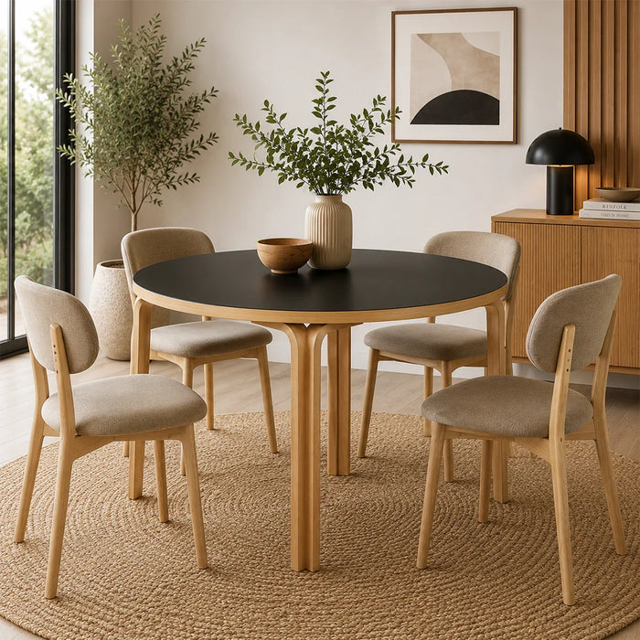 elevenpast Dining Table Mika Round Black Top Wooden Dining Table - 120cm ART108BLACK