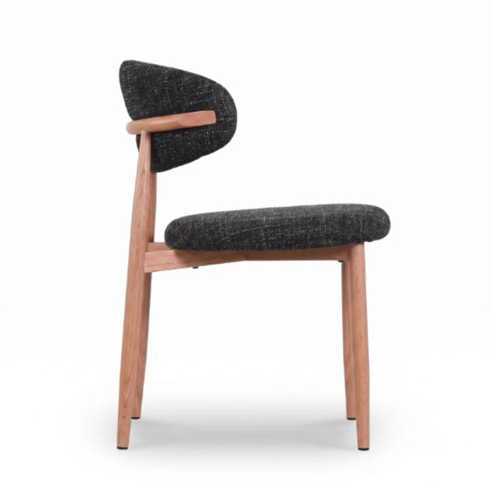 elevenpast Chairs Lucien Dining Chair - Upholstered Charcoal Fabric with Metal Light Wood Finish ART123CHARCOAL