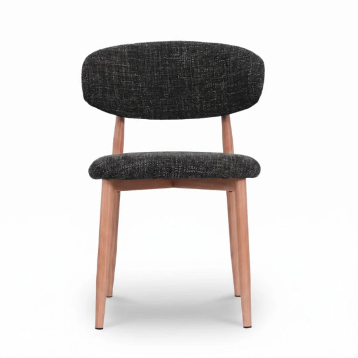 elevenpast Chairs Lucien Dining Chair - Upholstered Charcoal Fabric with Metal Light Wood Finish ART123CHARCOAL