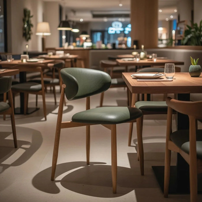 elevenpast Chairs Lucien Dining Chair - Vintage Green PU Leather with Metal Light Wood Finish ART123VINTGREEN