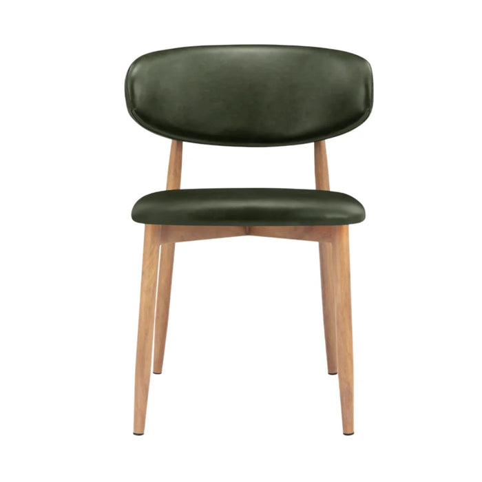 elevenpast Chairs Lucien Dining Chair - Vintage Green PU Leather with Metal Light Wood Finish ART123VINTGREEN