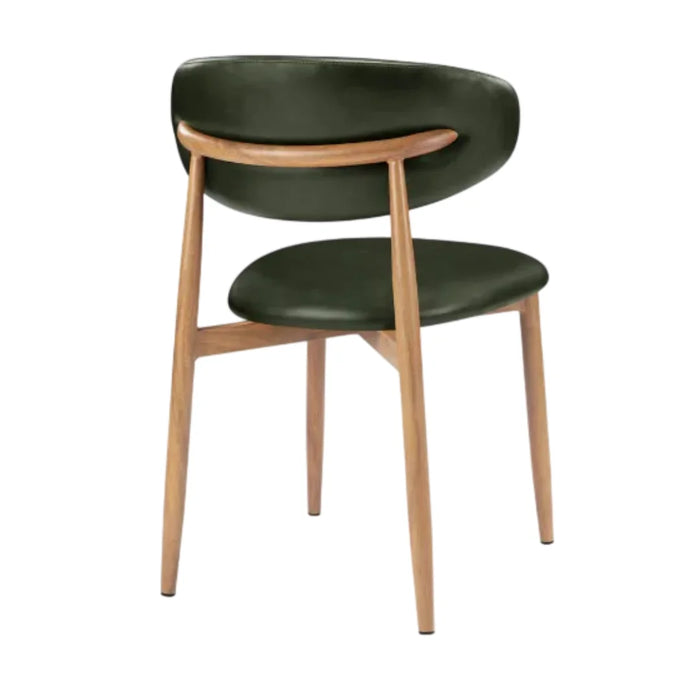 elevenpast Chairs Lucien Dining Chair - Vintage Green PU Leather with Metal Light Wood Finish ART123VINTGREEN