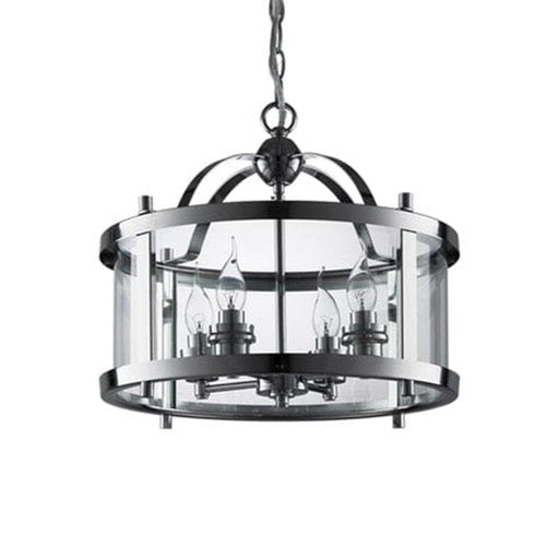 elevenpast Pendant Drum Shaped Glass Lantern Pendant Light B-KLCH-6010-CH