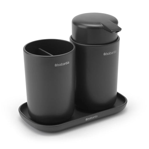 elevenpast Bathroom accessory set Matt Black Toilet Accessory Set of 3 - Matt Black | White B25B280368/1