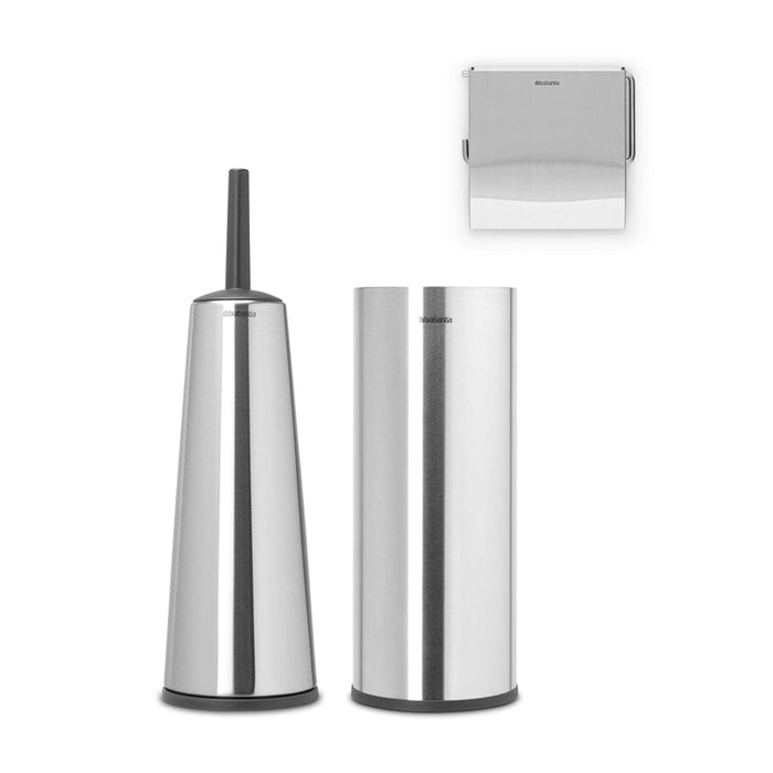 elevenpast toilet accessory set Matt Steel Toilet Accessory Set of 3 - Matt Black | Matt Steel | White | Brilliant Steel B25B280665/1