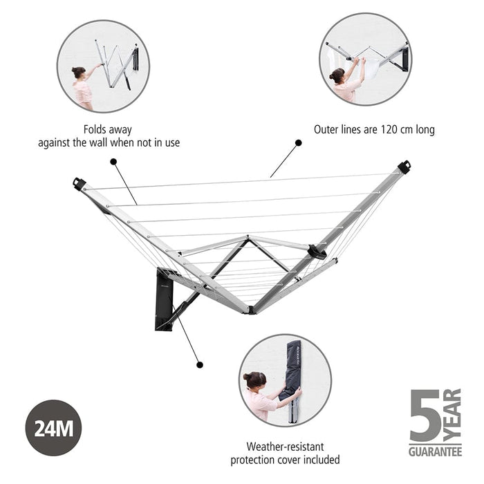 Brabantia drying line WallFix Fold-Away Washing Line – 24 m B26B375842/1