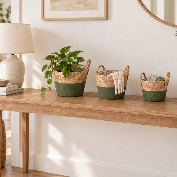 Olive Meadow Round Woven Storage Basket Set of 3