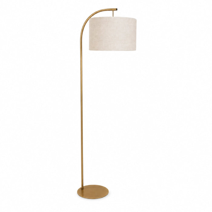 Benny Gold Arch Floor Lamp with Linen Shade