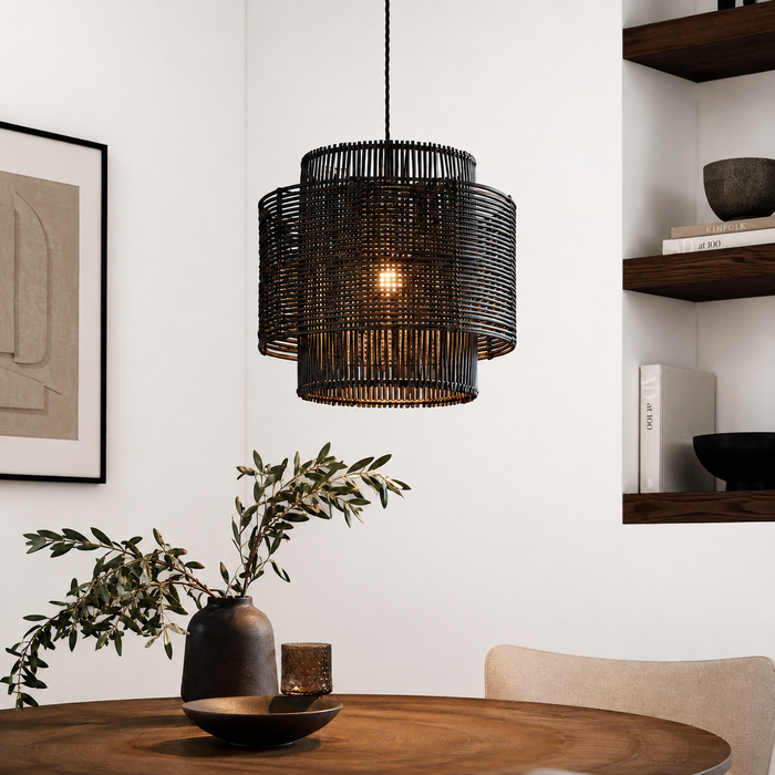 Zimbali Black Woven Pendant Light