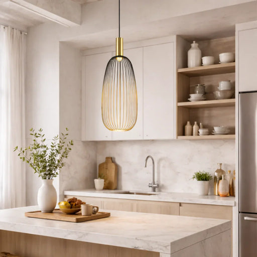 elevenpast pendant light Black and Gold Long Wire Pendant Light – Medium | Large