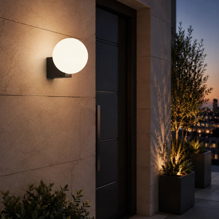 elevenpast Wall Light Comino Outdoor Globe Wall Light in Black | White