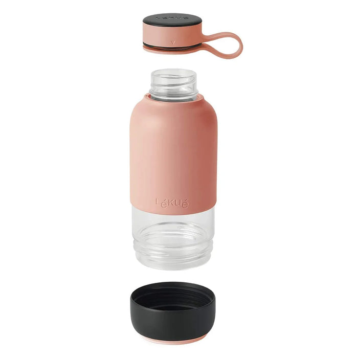 elevenpast drinking bottle Lékué To Go Glass Drinking Bottle, 600ml - Turquoise | Coral