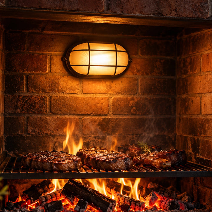 Braai Light Bulkhead Oval Black - Large | Small