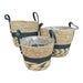 Woven Storage Basket (Set of 3) with Handles – Natural and Black 