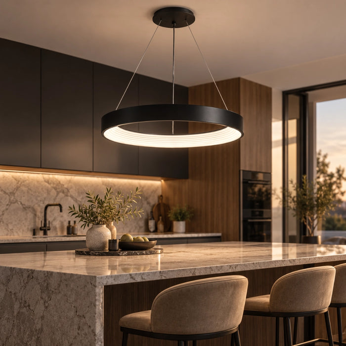 LED Ceiling Ring CCT Pendant Light 60cm - White | Black