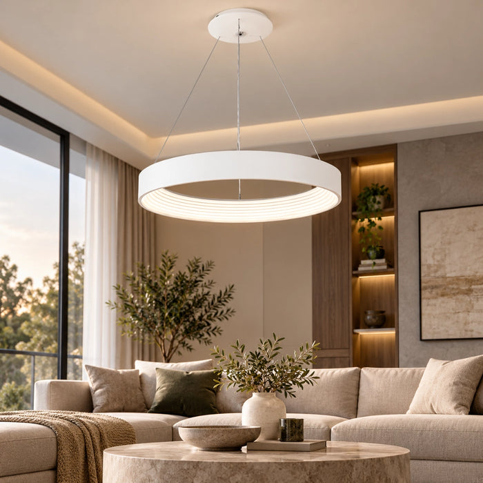 LED Ceiling Ring CCT Pendant Light 60cm - White | Black