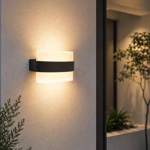 elevenpast Wall Light Black Oval LED Up and Down Outdoor Wall Light