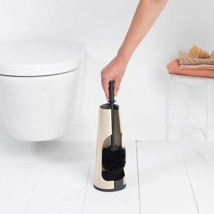Brabantia Toilet Brush and Holder ReNew Toilet Brush and Holder - Black | Steel | Platinum | White | Soft Beige