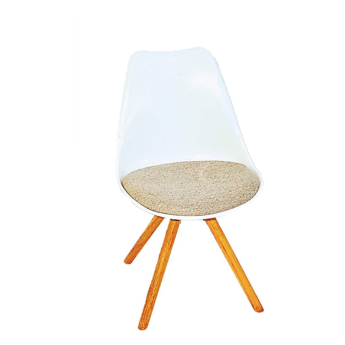 elevenpast Chairs Biscuit Fabric Eames Inspired Round Leg Chair CAK1190GLWBISCF-RNDLEG