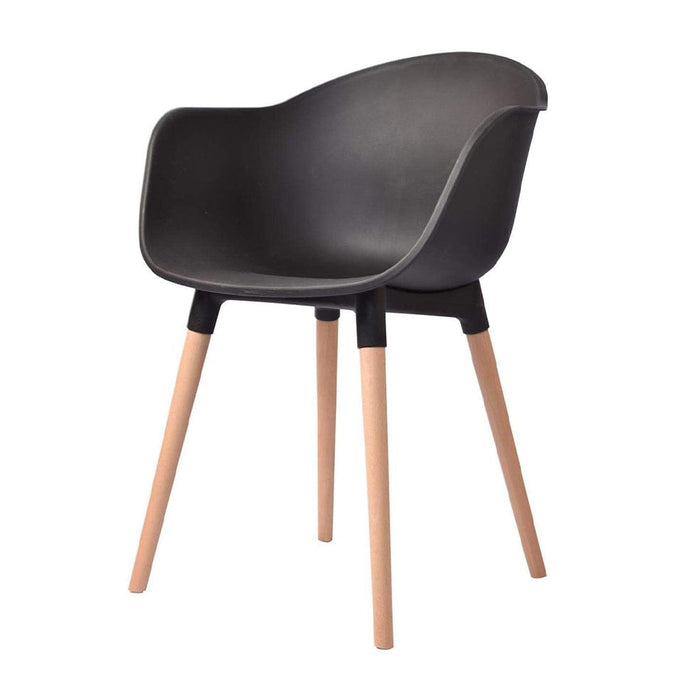 elevenpast Black Contemporary Tub Chair - Polypropylene with Wooden Legs CAOW152WBLKNAT 633710853651