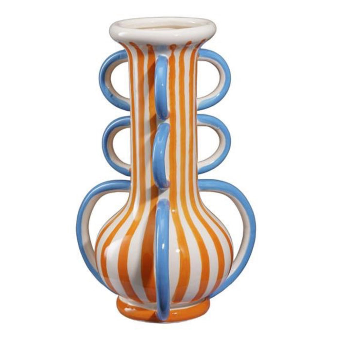 Capri Ceramic Vase Orange and Blue
